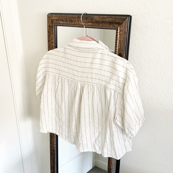 Kirious cream striped button down crop top - Picture 2 of 4